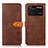 Leather Case Stands Flip Cover Holder N07P for Xiaomi Poco M4 Pro 4G Brown