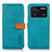 Leather Case Stands Flip Cover Holder N07P for Xiaomi Poco M4 Pro 4G Cyan