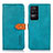 Leather Case Stands Flip Cover Holder N07P for Xiaomi Redmi K40S 5G Cyan