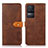 Leather Case Stands Flip Cover Holder N07P for Xiaomi Redmi K50 5G Brown