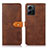 Leather Case Stands Flip Cover Holder N07P for Xiaomi Redmi Note 12 4G Brown