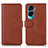 Leather Case Stands Flip Cover Holder N08P for Huawei Honor 90 Lite 5G Brown