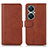 Leather Case Stands Flip Cover Holder N08P for Huawei Nova 11i Brown