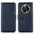 Leather Case Stands Flip Cover Holder N08P for Huawei Nova Y91 Blue