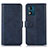 Leather Case Stands Flip Cover Holder N08P for Motorola Moto E13 Blue