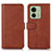 Leather Case Stands Flip Cover Holder N08P for Motorola Moto Edge (2023) 5G Brown
