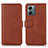 Leather Case Stands Flip Cover Holder N08P for Motorola Moto G14 Brown
