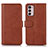 Leather Case Stands Flip Cover Holder N08P for Motorola Moto G42 Brown