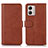 Leather Case Stands Flip Cover Holder N08P for Motorola Moto G53j 5G Brown