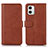 Leather Case Stands Flip Cover Holder N08P for Motorola Moto G73 5G Brown