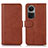 Leather Case Stands Flip Cover Holder N08P for Oppo Reno10 5G Brown