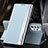 Leather Case Stands Flip Cover Holder Q01H for Samsung Galaxy A73 5G Sky Blue