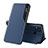 Leather Case Stands Flip Cover Holder Q02H for Xiaomi POCO C31 Blue