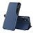 Leather Case Stands Flip Cover Holder Q02H for Xiaomi Poco M5 4G Blue