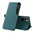 Leather Case Stands Flip Cover Holder Q02H for Xiaomi Redmi 10 (2022) Green