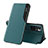 Leather Case Stands Flip Cover Holder Q02H for Xiaomi Redmi 10 4G Green