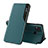 Leather Case Stands Flip Cover Holder Q02H for Xiaomi Redmi 9 Activ Green