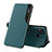 Leather Case Stands Flip Cover Holder Q02H for Xiaomi Redmi 9 India Green