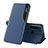 Leather Case Stands Flip Cover Holder Q02H for Xiaomi Redmi Note 8 (2021) Blue