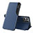 Leather Case Stands Flip Cover Holder QH1 for Huawei Honor X8b Blue