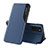 Leather Case Stands Flip Cover Holder QH1 for Samsung Galaxy A05s Blue