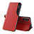 Leather Case Stands Flip Cover Holder QH1 for Samsung Galaxy A14 4G Red