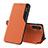 Leather Case Stands Flip Cover Holder QH1 for Samsung Galaxy A14 5G Orange