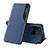 Leather Case Stands Flip Cover Holder QH1 for Samsung Galaxy M21 Blue