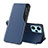 Leather Case Stands Flip Cover Holder QH1 for Xiaomi Poco F5 5G Blue