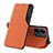 Leather Case Stands Flip Cover Holder QH3 for Xiaomi Poco C65 Orange