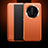 Leather Case Stands Flip Cover Holder QK1 for Huawei Mate 50 Pro Orange