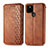 Leather Case Stands Flip Cover Holder S01D for Google Pixel 4a 5G Brown