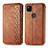 Leather Case Stands Flip Cover Holder S01D for Google Pixel 4a Brown