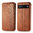 Leather Case Stands Flip Cover Holder S01D for Google Pixel 6a 5G Brown