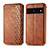 Leather Case Stands Flip Cover Holder S01D for Google Pixel 7 Pro 5G Brown