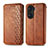 Leather Case Stands Flip Cover Holder S01D for Huawei Honor 60 Pro 5G Brown