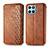 Leather Case Stands Flip Cover Holder S01D for Huawei Honor 70 Lite 5G Brown