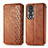 Leather Case Stands Flip Cover Holder S01D for Huawei Honor 80 5G Brown