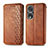 Leather Case Stands Flip Cover Holder S01D for Huawei Honor 80 Pro Flat 5G Brown