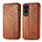 Leather Case Stands Flip Cover Holder S01D for Huawei Honor 90 Lite 5G Brown