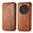 Leather Case Stands Flip Cover Holder S01D for Huawei Honor Magic3 Pro 5G Brown