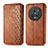 Leather Case Stands Flip Cover Holder S01D for Huawei Honor Magic5 Pro 5G Brown