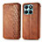 Leather Case Stands Flip Cover Holder S01D for Huawei Honor X6a Brown