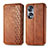 Leather Case Stands Flip Cover Holder S01D for Huawei Honor X7b Brown