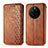 Leather Case Stands Flip Cover Holder S01D for Huawei Mate 50 Brown