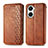 Leather Case Stands Flip Cover Holder S01D for Huawei Nova 10 SE Brown