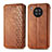 Leather Case Stands Flip Cover Holder S01D for Huawei Nova 8i Brown