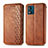 Leather Case Stands Flip Cover Holder S01D for Motorola Moto E13 Brown