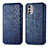 Leather Case Stands Flip Cover Holder S01D for Motorola Moto E32s Blue