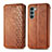 Leather Case Stands Flip Cover Holder S01D for Motorola Moto Edge S30 5G Brown